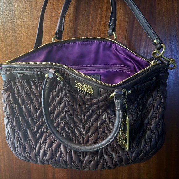Coach Brown and Purple Quilted Shoulder Bag - Picture 3 of 3